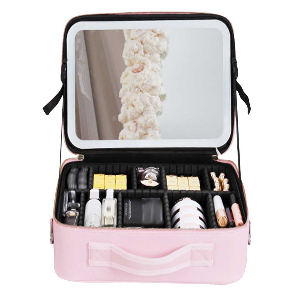 Illuminate Your Beauty: Large Capacity Cosmetic Bag with LED Mirror