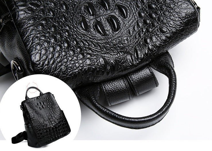 Genuine Leather Alligator Pattern Women's Backpack