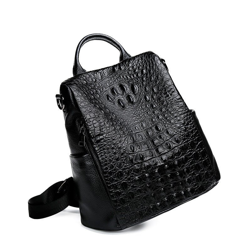 Genuine Leather Alligator Pattern Women's Backpack