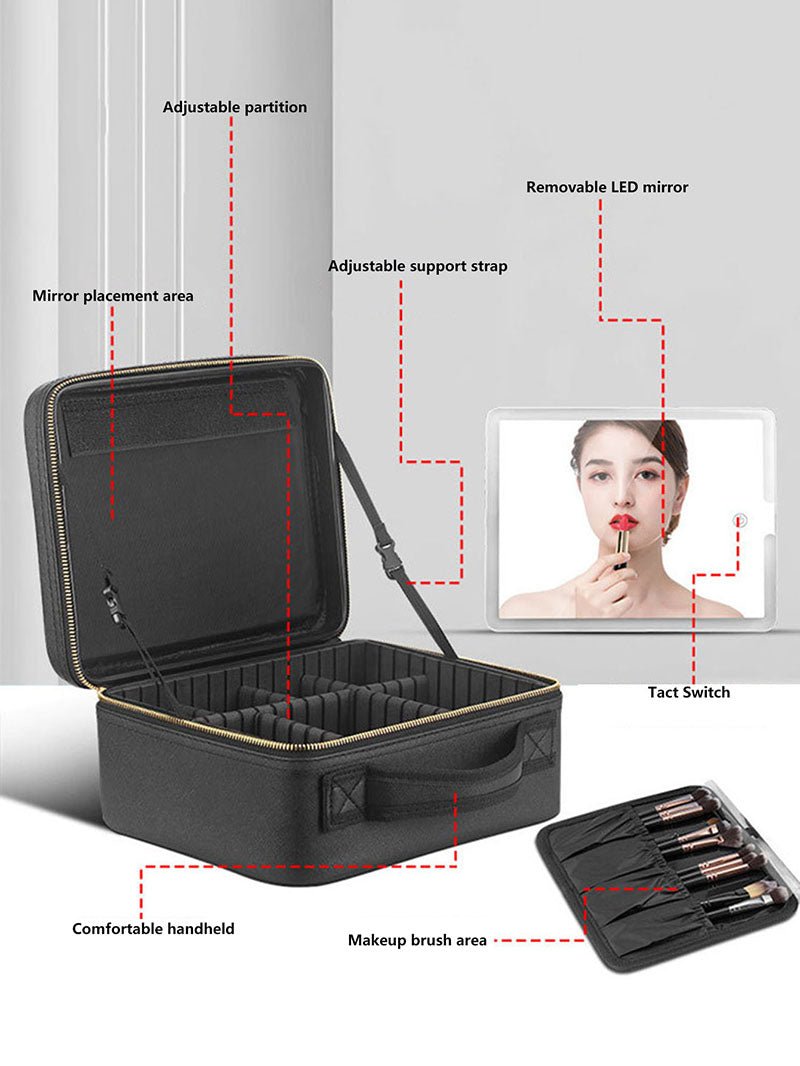 Illuminate Your Beauty: Large Capacity Cosmetic Bag with LED Mirror