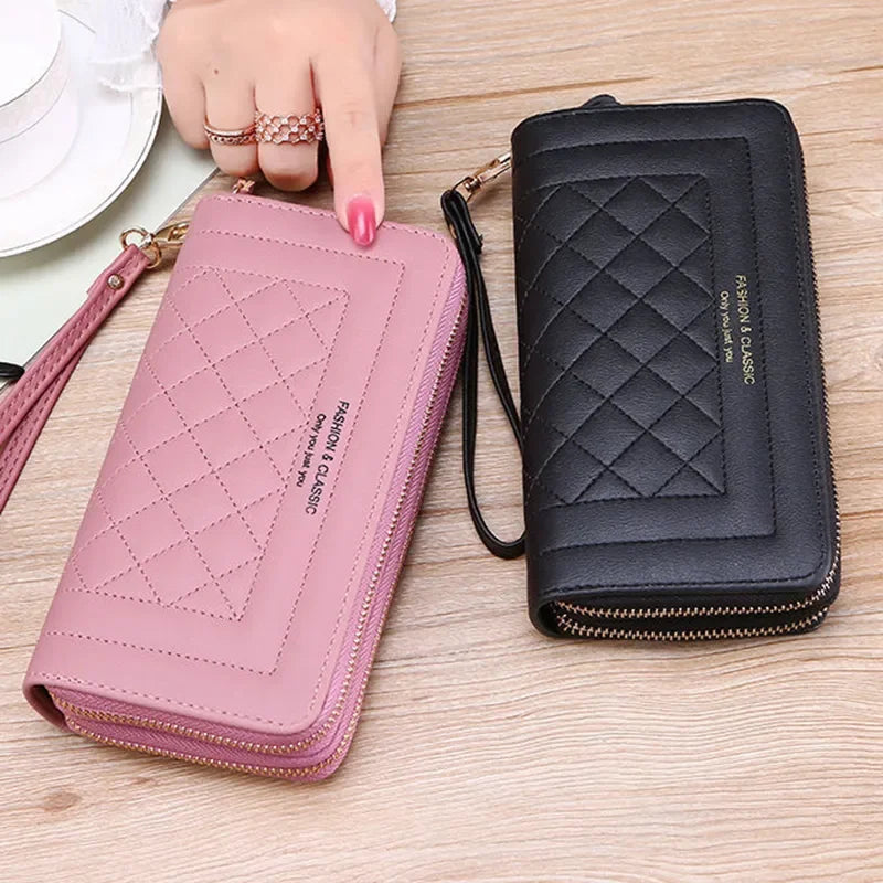 MOONBIFFY Long Wallet: Double Zipper Luxury 💼