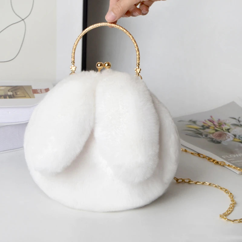 Sacs à bandoulière en peluche de lapin mignon pour femmes.