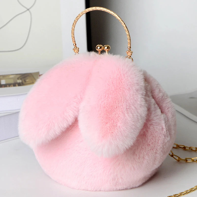 Sacs à bandoulière en peluche de lapin mignon pour femmes.