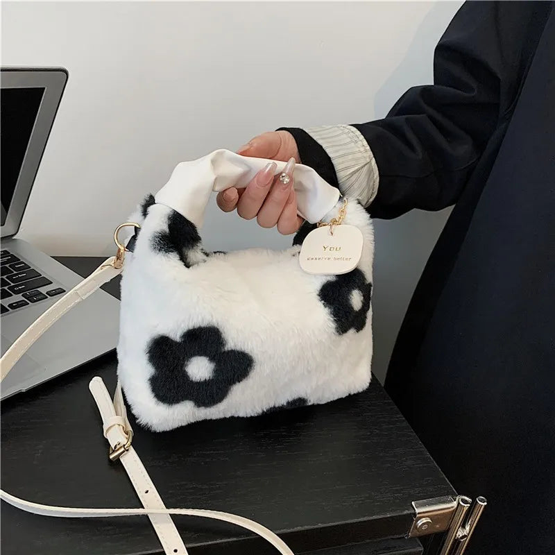 Woman Soft Plush Handbag Shoulder Bag New Fashion Autumn And Winter Korean Version Simple Crossbody Bag for Traveling Shopping