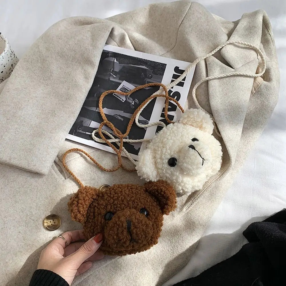 Sac à bandoulière en peluche ours mignon pour enfants, sacoches de dessin animé kawaii, sacs à main en peluche, sac à dos animaux en peluche pour petites filles