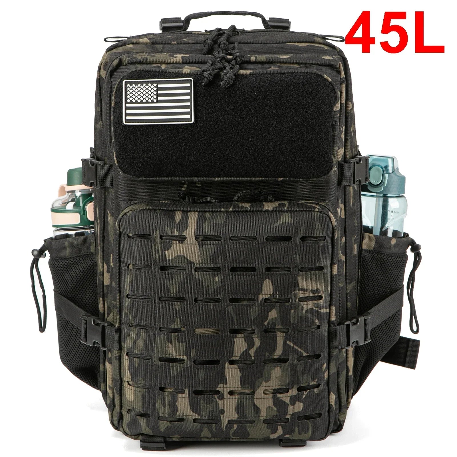 QT & QY 25L/45L sac à dos militaire tactique pour hommes et femmes sac d'assaut de l'armée petit sac à dos d'école avec porte-bouteille