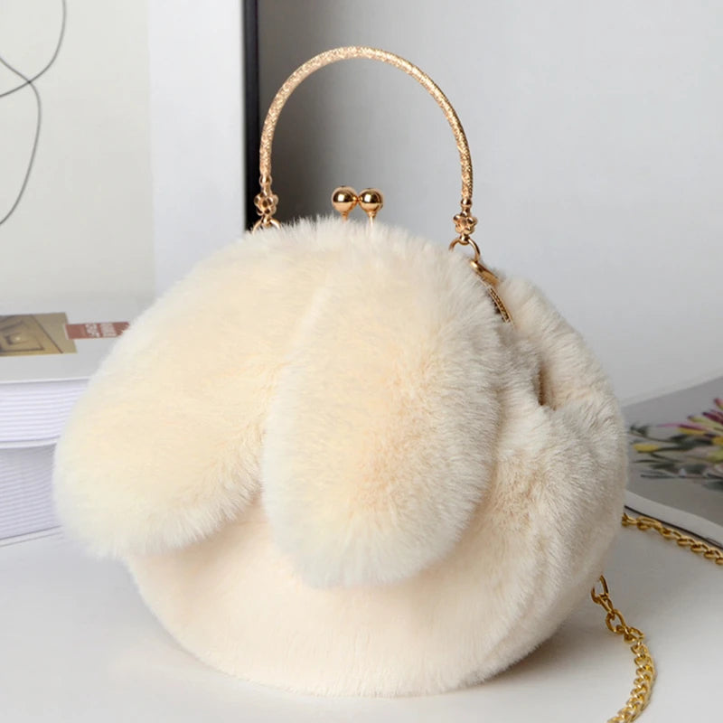 Sacs à bandoulière en peluche de lapin mignon pour femmes.