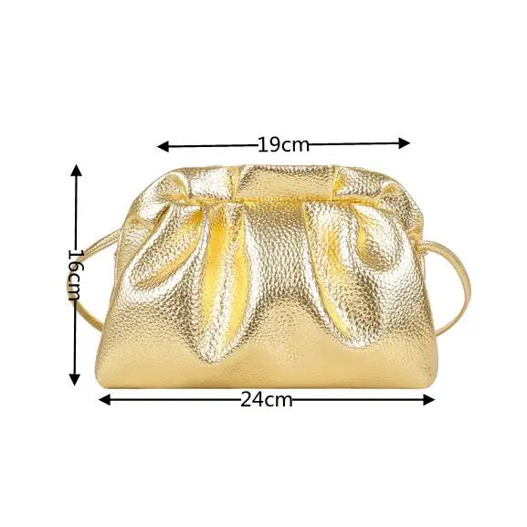 Gold Cloud Leather Hobo Crossbody Bag