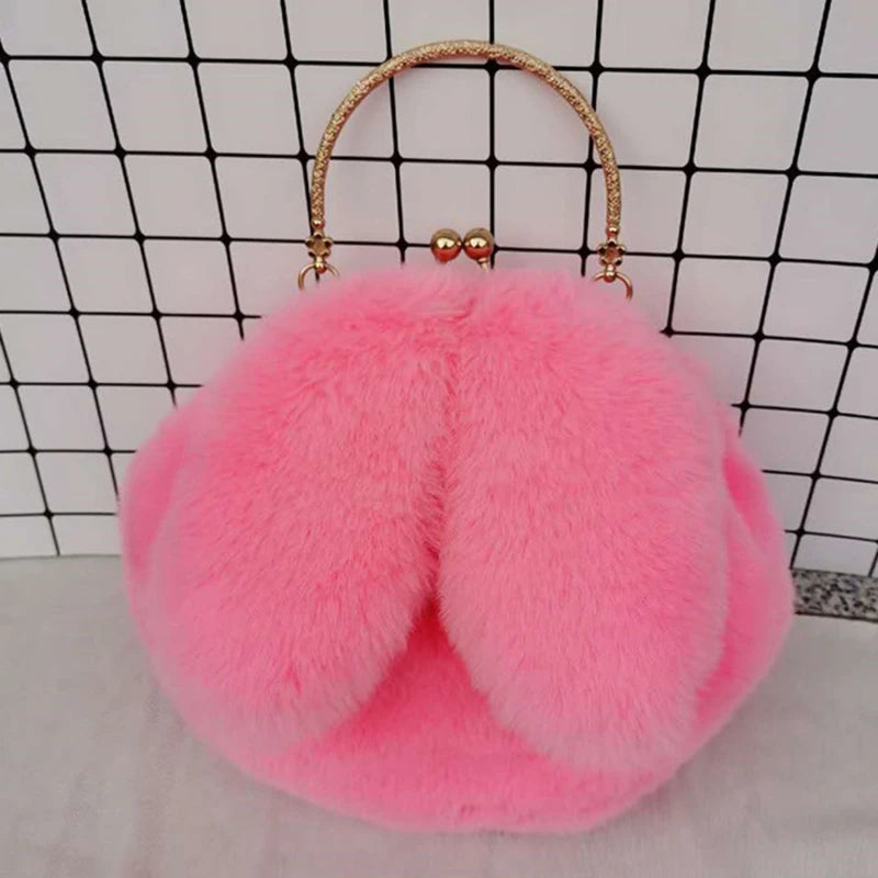 Sacs à bandoulière en peluche de lapin mignon pour femmes.