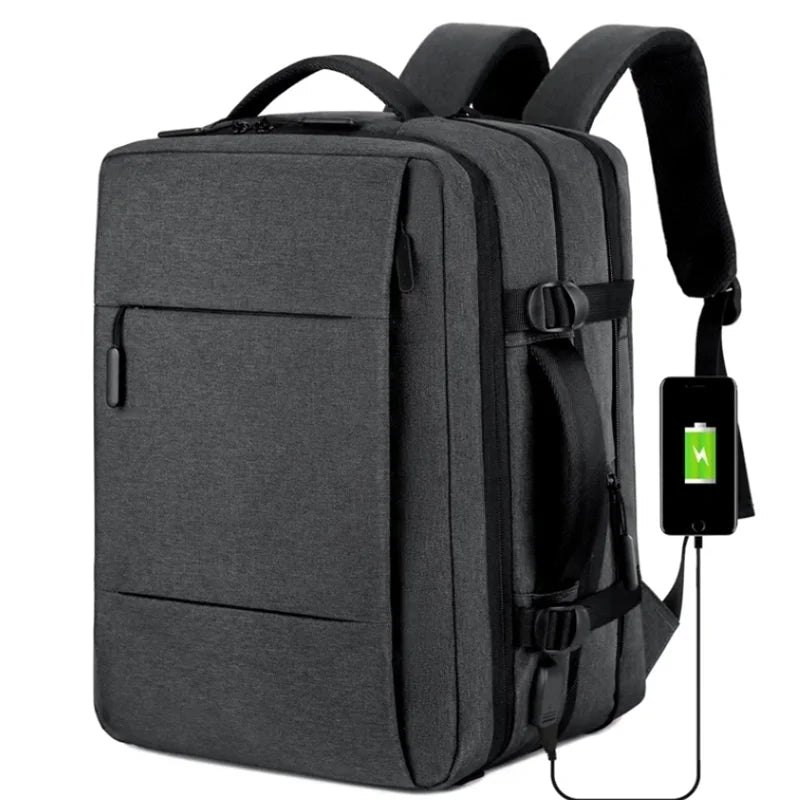 Sac à dos de voyage classique pour hommes, sac à dos d'affaires, extensible, USB, grande capacité, étanche, pour ordinateur portable, à la mode