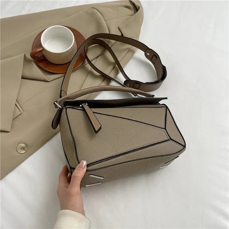 Amber Luxe Geometric Shoulder Bag