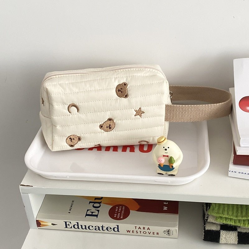 Embroidery Bear Makeup Bag