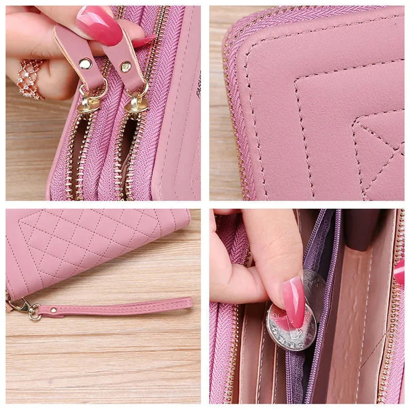 MOONBIFFY Long Wallet: Double Zipper Luxury 💼