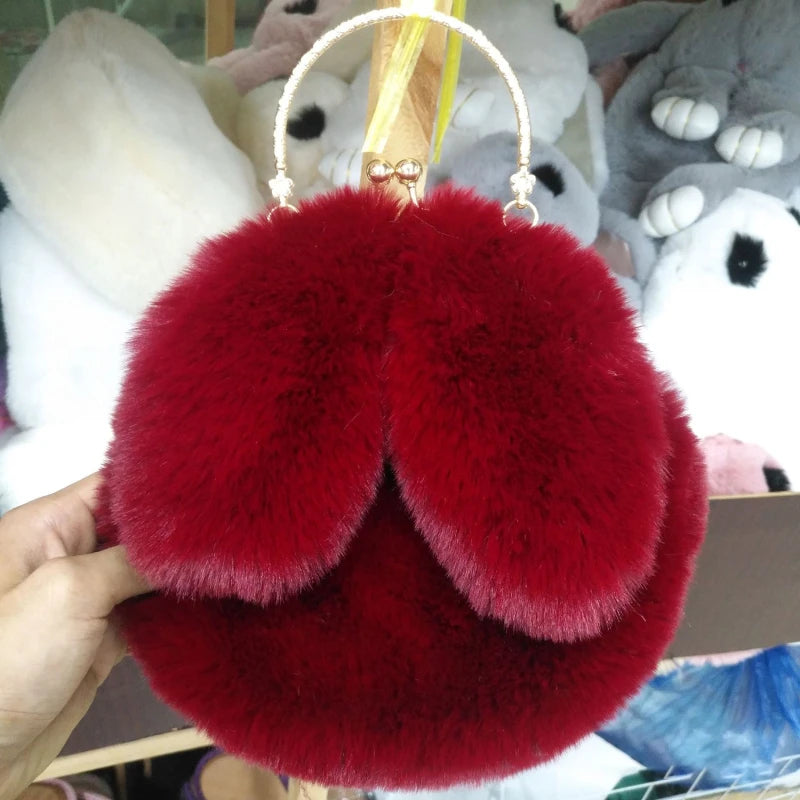 Sacs à bandoulière en peluche de lapin mignon pour femmes.