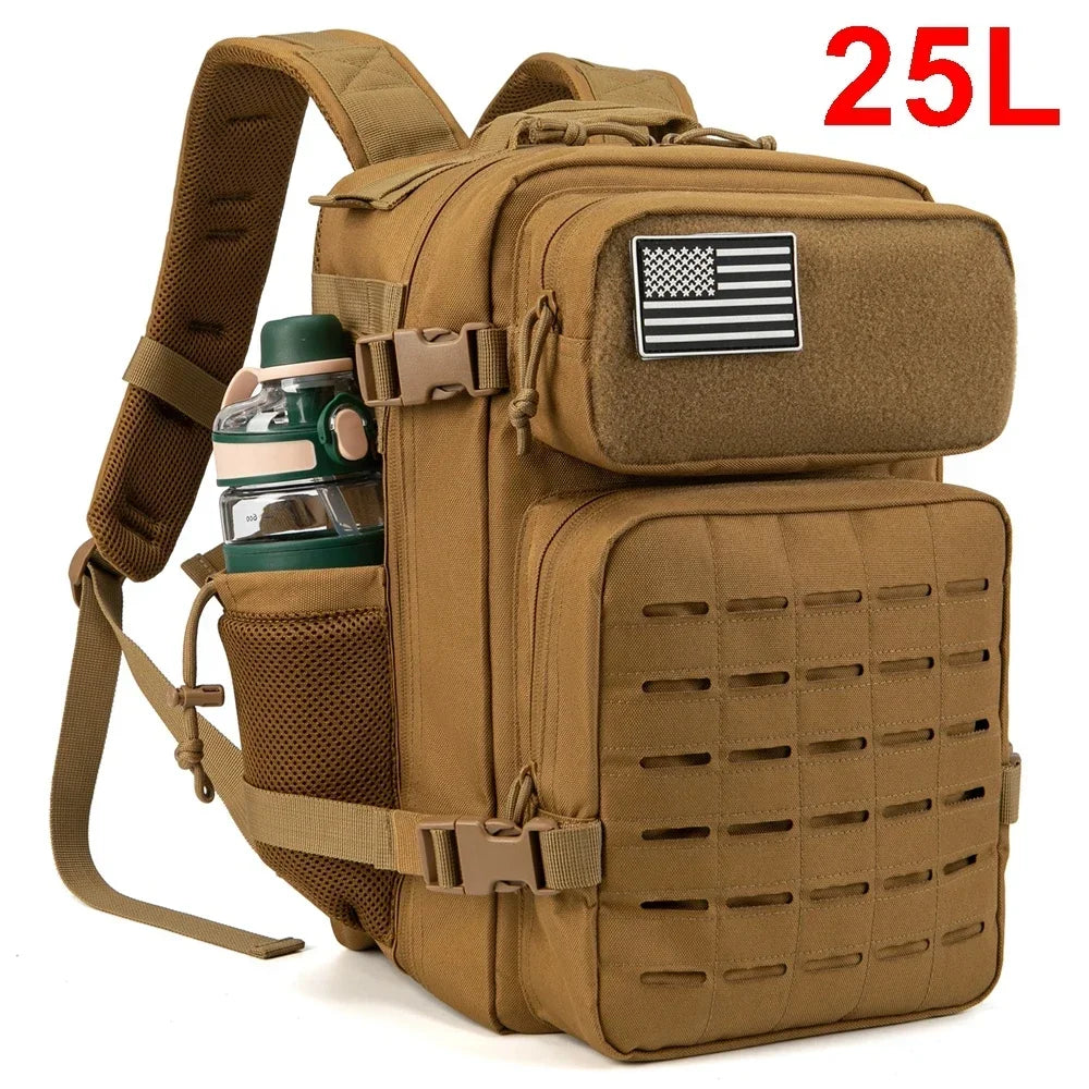 QT & QY 25L/45L sac à dos militaire tactique pour hommes et femmes sac d'assaut de l'armée petit sac à dos d'école avec porte-bouteille