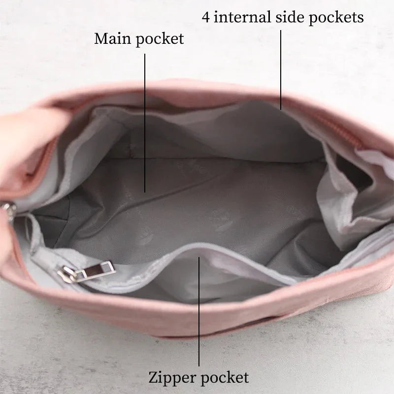 Pink Elegance: Waterproof Multi-Pocket Pouch Insert for Stylish Storage