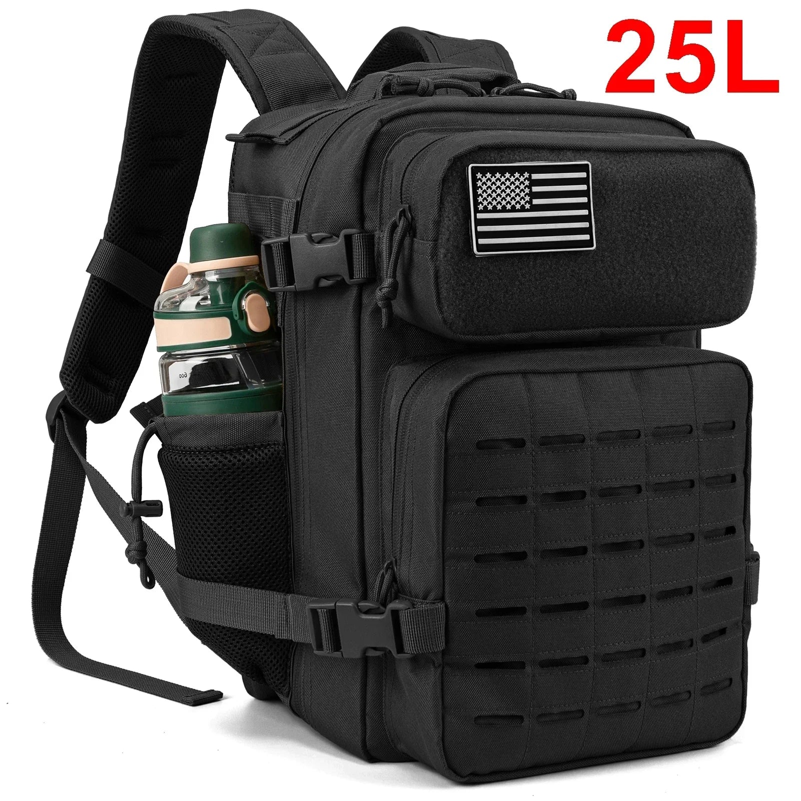 QT & QY 25L/45L sac à dos militaire tactique pour hommes et femmes sac d'assaut de l'armée petit sac à dos d'école avec porte-bouteille