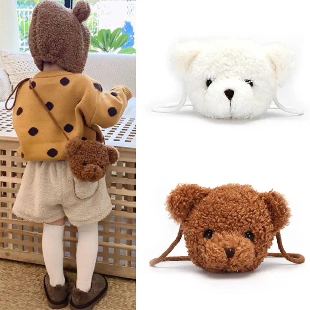 Sac à bandoulière en peluche ours mignon pour enfants, sacoches de dessin animé kawaii, sacs à main en peluche, sac à dos animaux en peluche pour petites filles