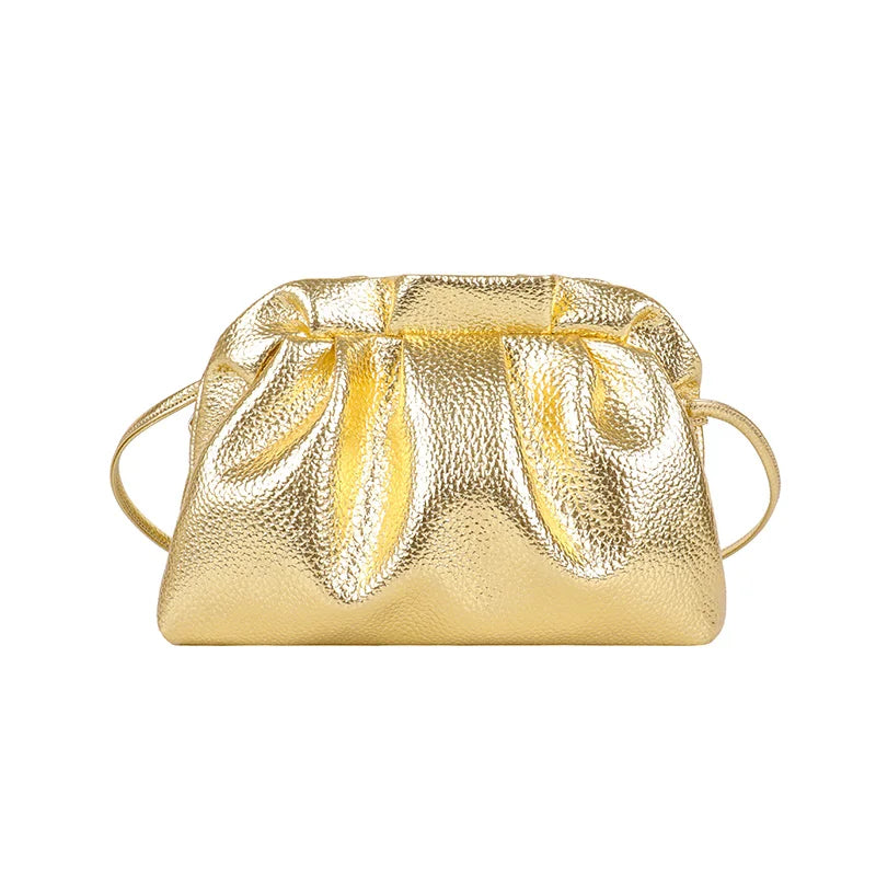 Gold Cloud Leather Hobo Crossbody Bag