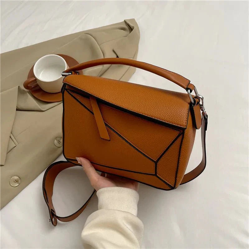 Amber Luxe Geometric Shoulder Bag