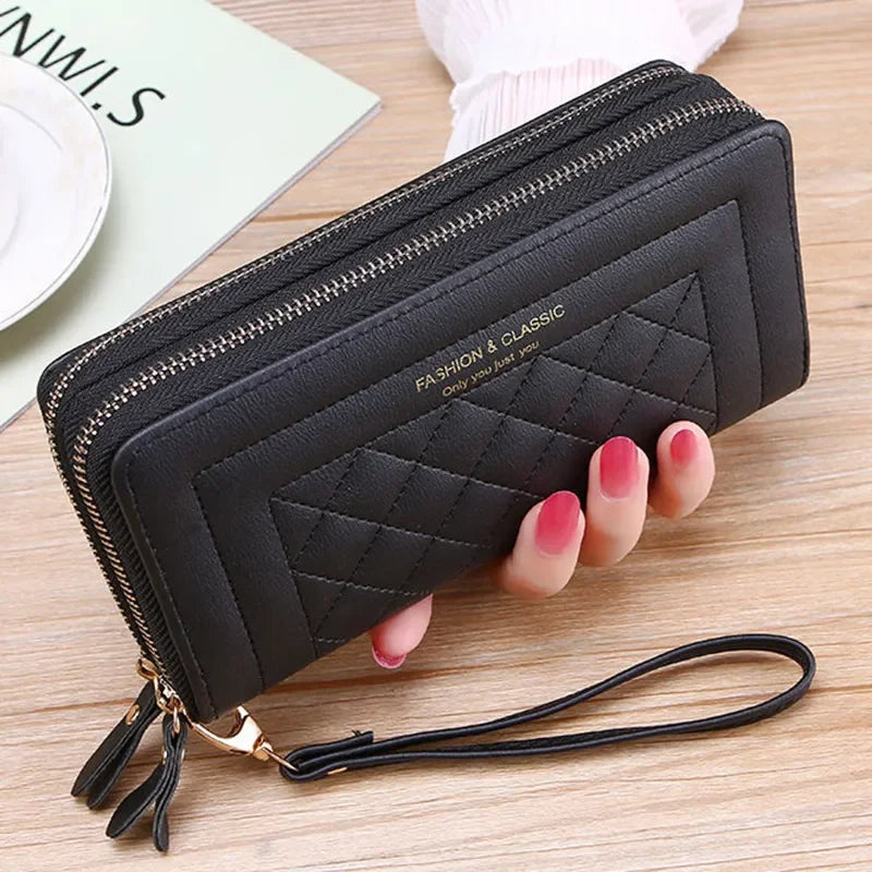 MOONBIFFY Long Wallet: Double Zipper Luxury 💼