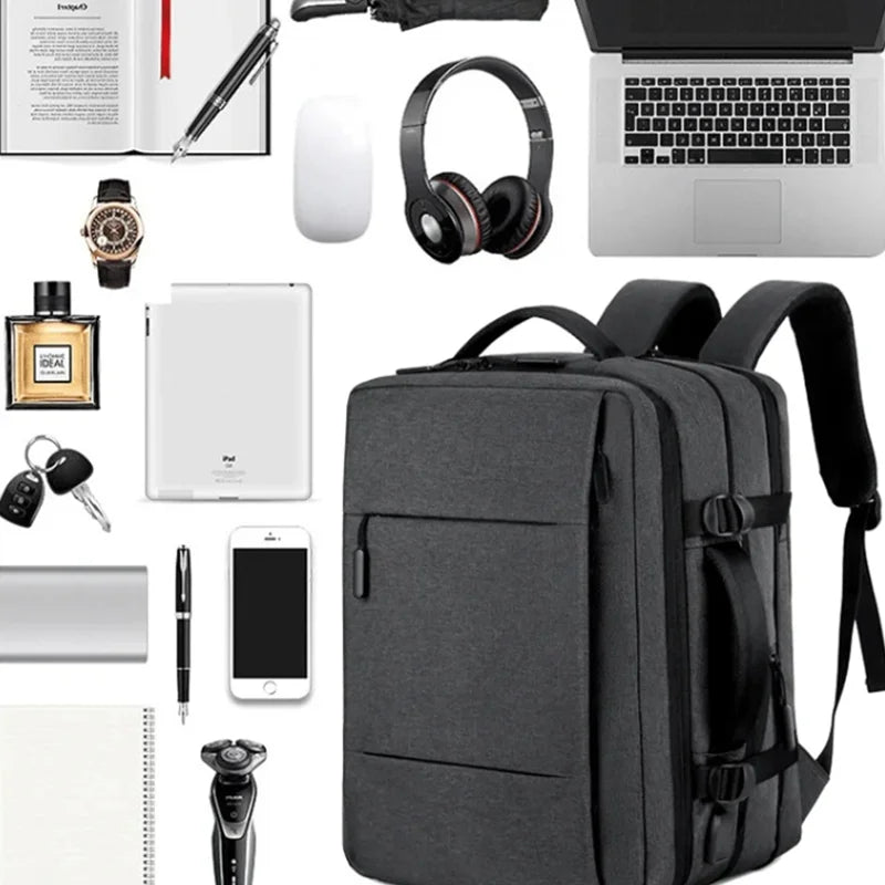 Sac à dos de voyage classique pour hommes, sac à dos d'affaires, extensible, USB, grande capacité, étanche, pour ordinateur portable, à la mode