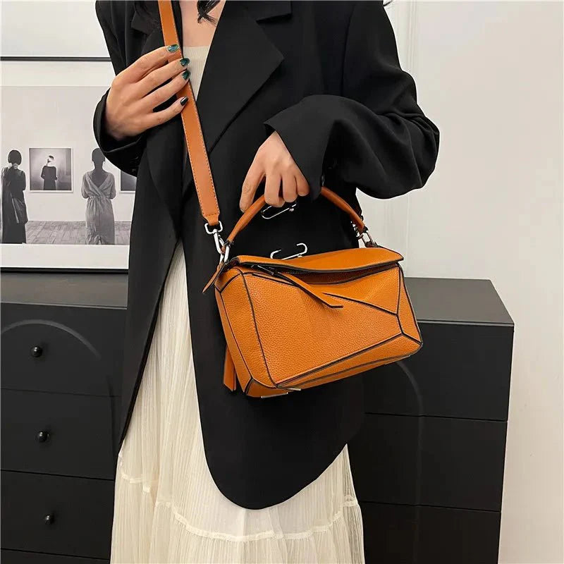 Amber Luxe Geometric Shoulder Bag