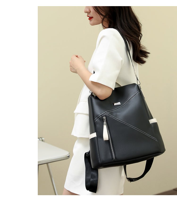 Secure and Stylish: Soft Leather Women's Backpack