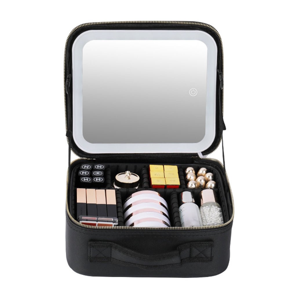 Illuminate Your Beauty: Large Capacity Cosmetic Bag with LED Mirror